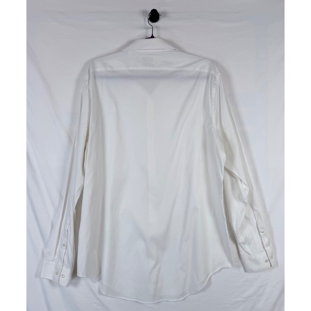 Calvin Klein Mens Dress Shirt LotX2 Slim Fit White Navy Blue 17 34/35 Preppy - Picture 11 of 16